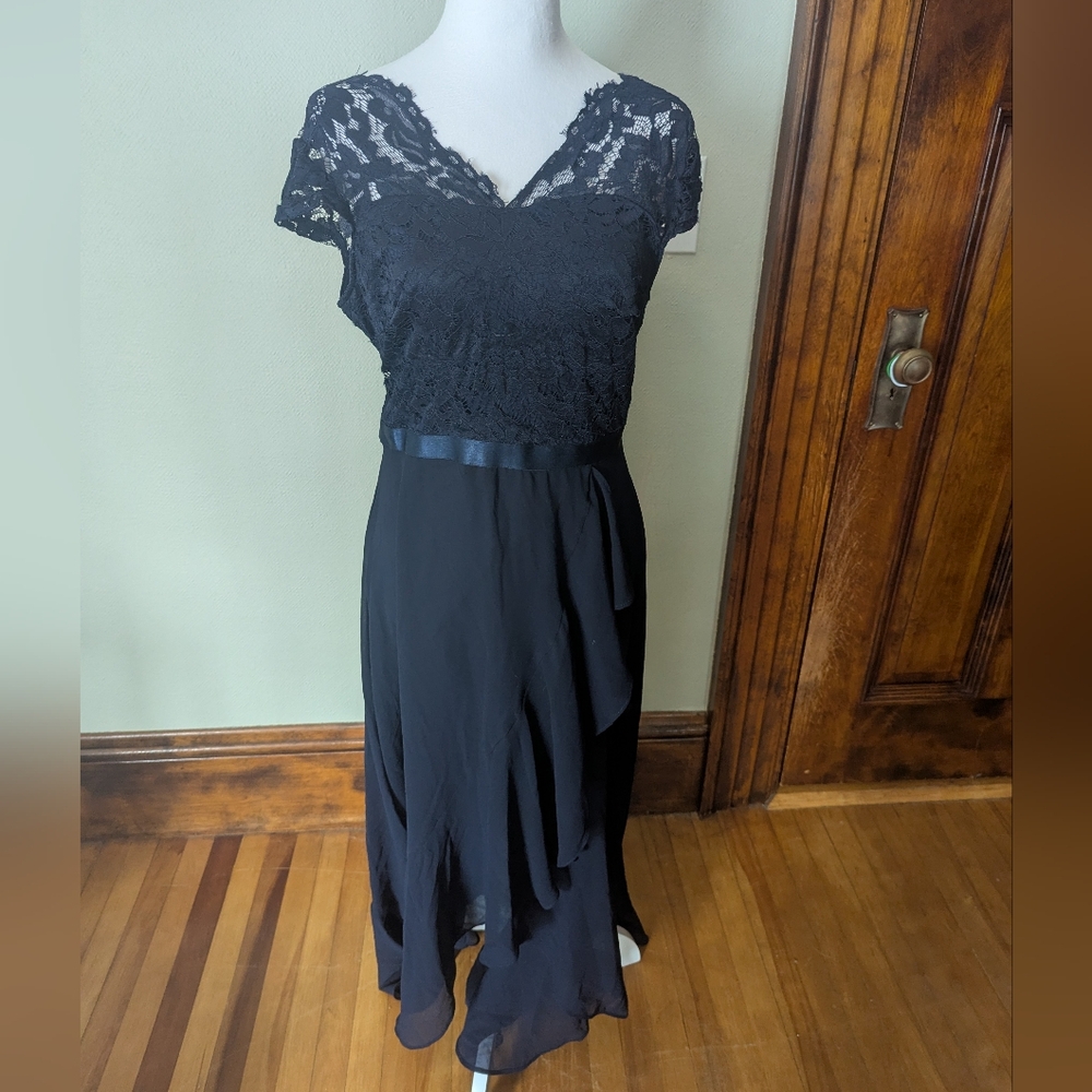 Bbonline Elegant Navy Lace Evening Dress, Size Women's Large